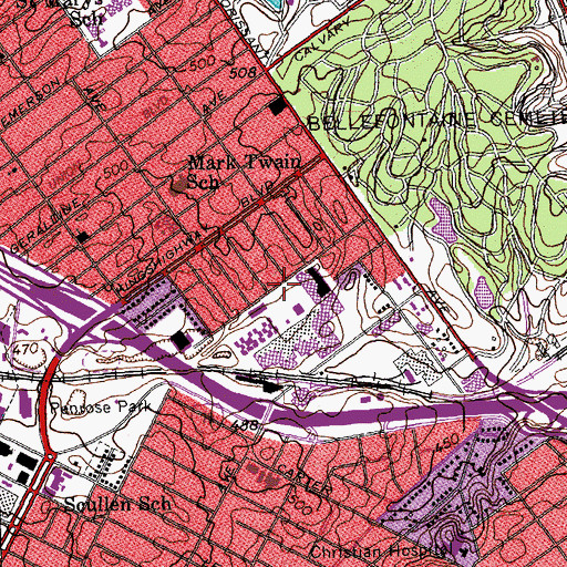 Topographic Map of Saint Johns Temple, MO