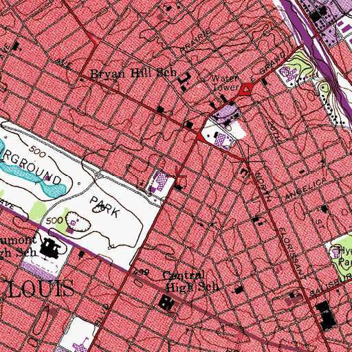 Topographic Map of Saint Johns United Church of Christ, MO