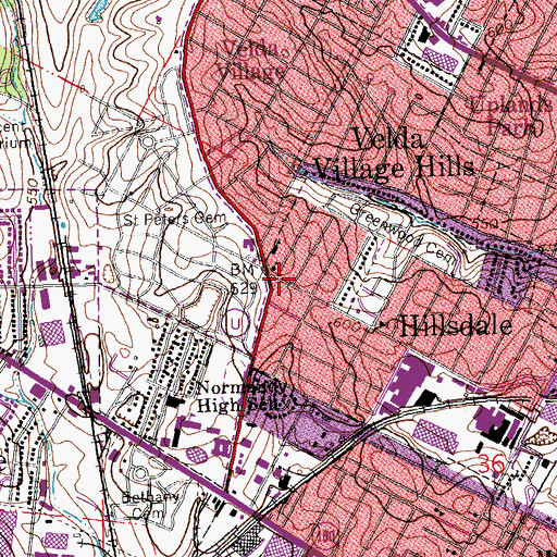 Topographic Map of Saint Joseph Missionary Baptist Church, MO