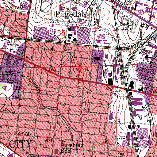 Topographic Map of Saint Louis Bible Way Church, MO