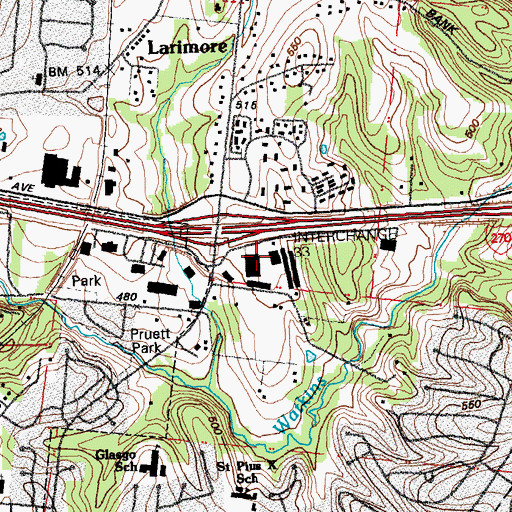 Topographic Map of Saint Louis Christian Center, MO