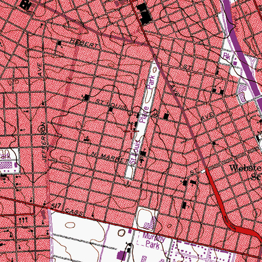 Topographic Map of Saint Louis Park Baptist Church, MO