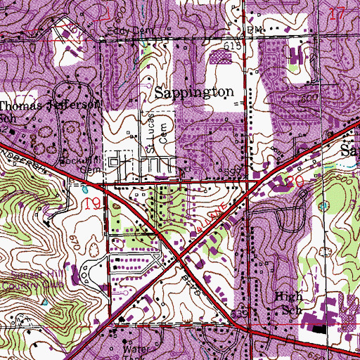 Topographic Map of Saint Lucas United Church of Christ, MO