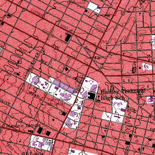 Topographic Map of Saint Lukes Memorial Baptist Church, MO