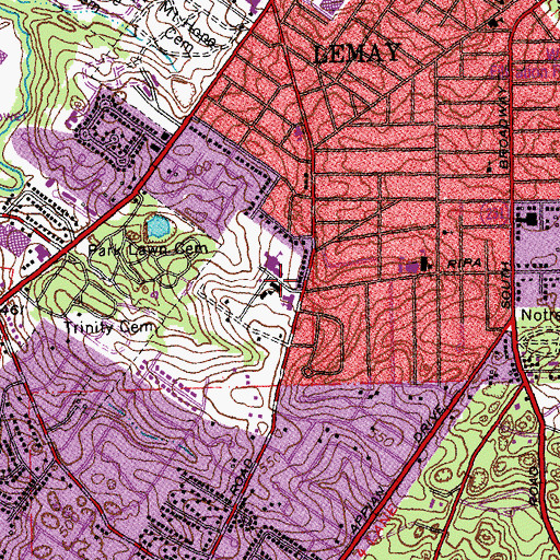 Topographic Map of Saint Martin of Tours Catholic Church, MO