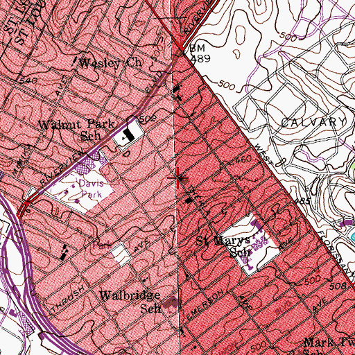 Topographic Map of Saint Matthew Lutheran Church Missouri Synod, MO