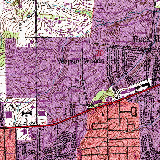 Topographic Map of Saint Matthews Episcopal Church, MO