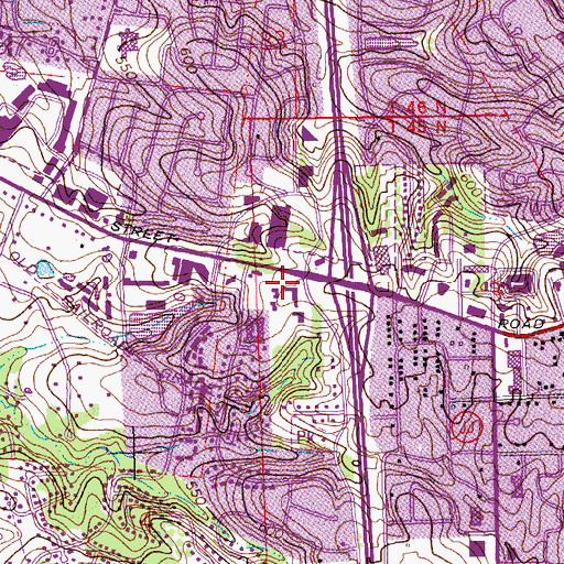 Topographic Map of Saint Monica Catholic Church, MO