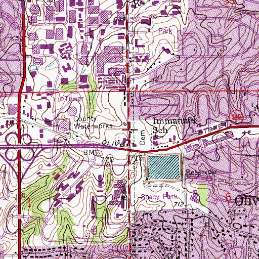 Topographic Map of Saint Paul Evangelical Church, MO
