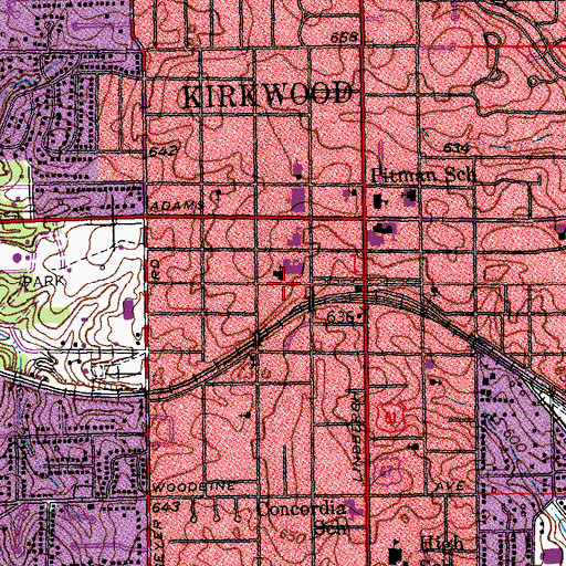 Topographic Map of Saint Peters Catholic Church, MO