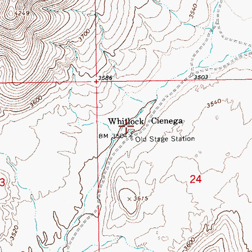 Topographic Map of Whitlock Cienega, AZ