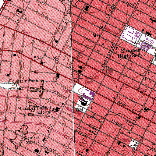 Topographic Map of Saint Samuel Temple Church of God in Christ, MO