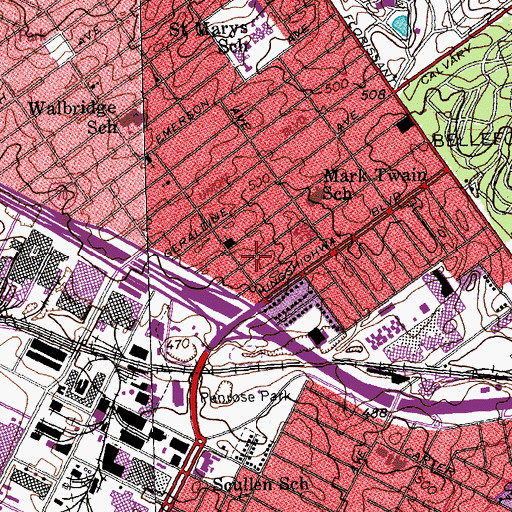 Topographic Map of Saint Simon of Cyrene Catholic Church, MO