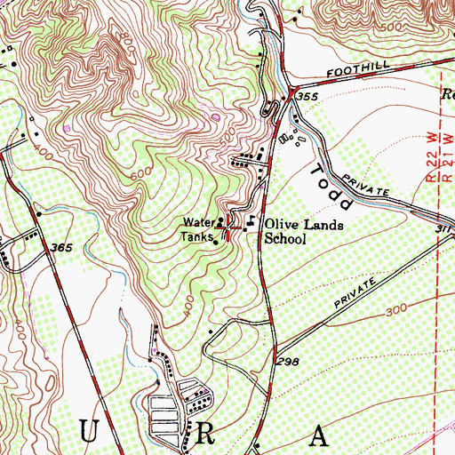Topographic Map of Olivelands Elementary School, CA