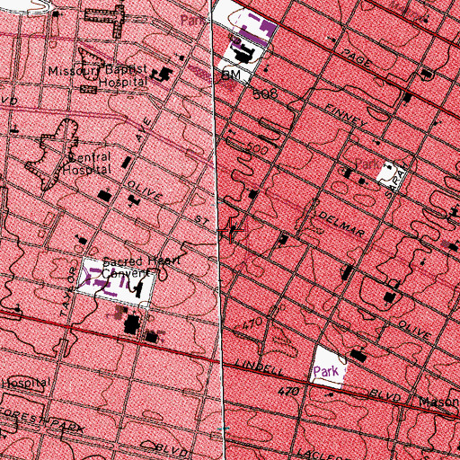 Topographic Map of Saint Stephens Lutheran Church, MO