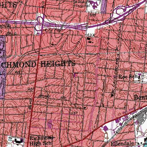 Topographic Map of MRH Elementary School, MO