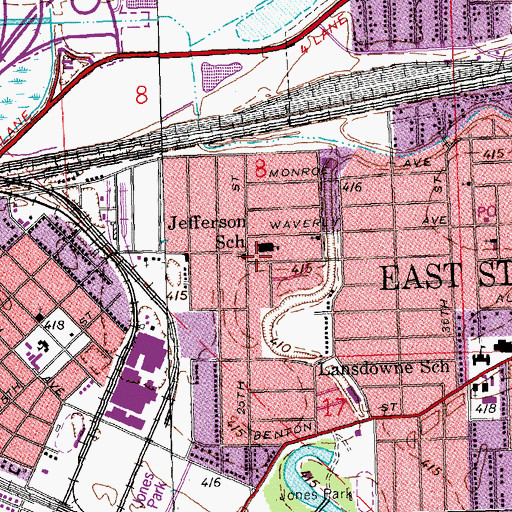 Topographic Map of Nelson Mandela School, IL