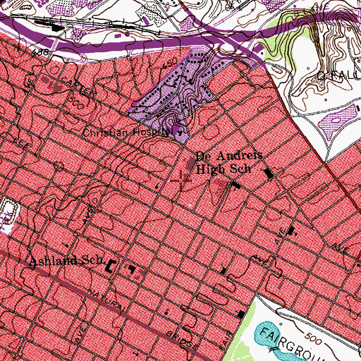 Topographic Map of Northwest Middle School, MO