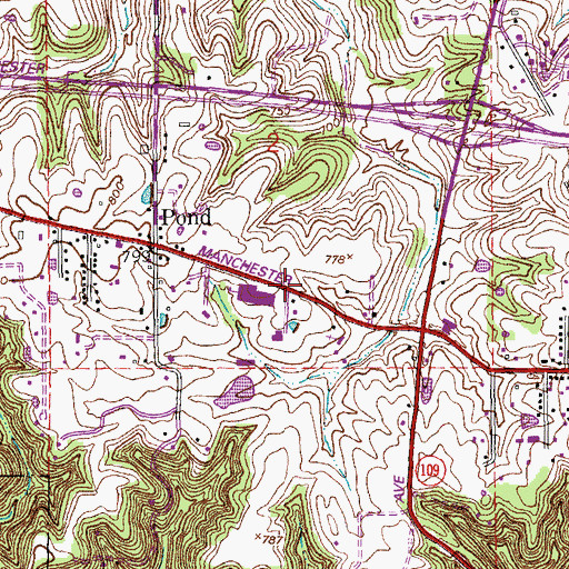 Topographic Map of Pond Elementary School, MO