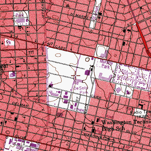 Topographic Map of Pruitt Military Academy, MO