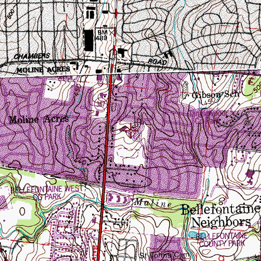 Topographic Map of R G Central Middle School, MO