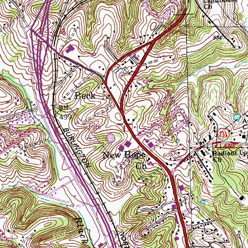 Topographic Map of Rockport Heights Elementary School, MO