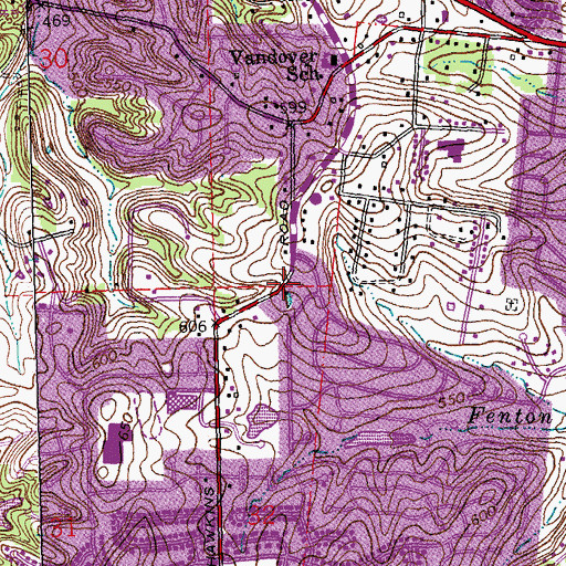 Topographic Map of Rockwood Summit Senior High School, MO