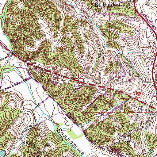 Topographic Map of Rockwood Valley Middle School, MO