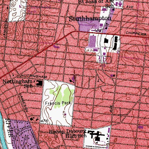 Topographic Map of Saint Gabriels School, MO