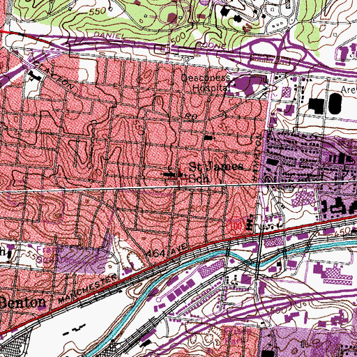 Topographic Map of Saint James the Greater Catholic School, MO