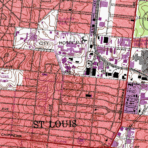 Topographic Map of Saint Louis Charter School, MO