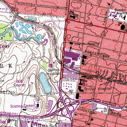 Topographic Map of Saint Louis Childrens Hospital School, MO