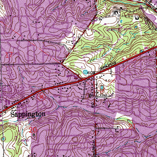 Topographic Map of Sappington Elementary School, MO