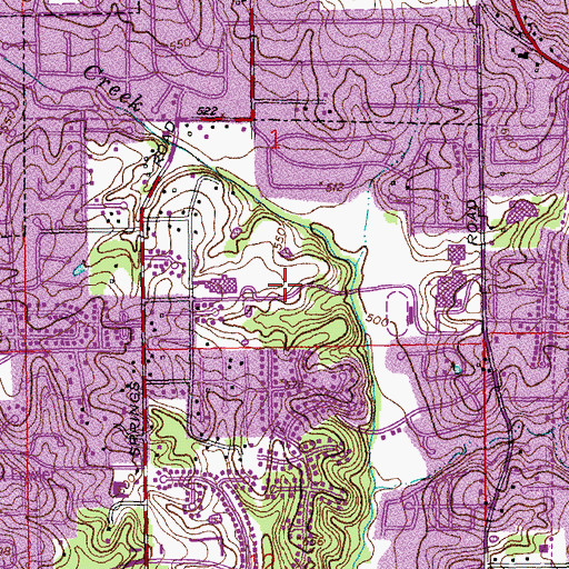 Topographic Map of Southwest Middle School, MO