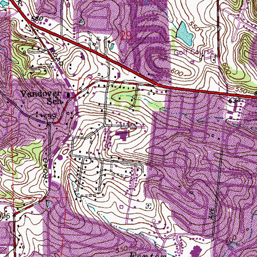 Topographic Map of Stanton Elementary School, MO