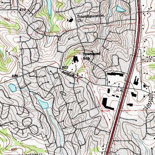 Topographic Map of Townsend Elementary School, MO