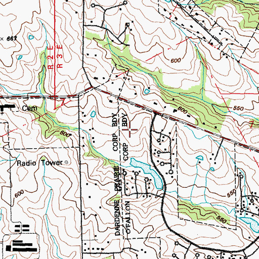Topographic Map of Twin Chimneys Elementary School, MO
