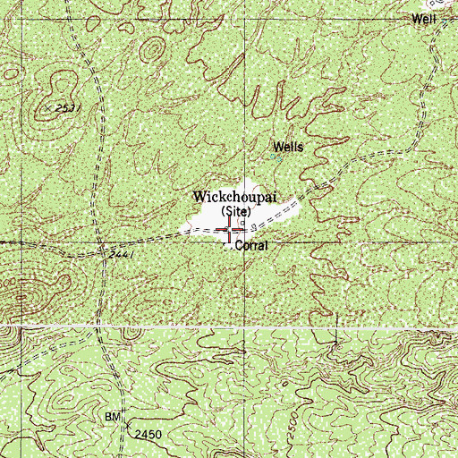Topographic Map of Wickchoupai, AZ