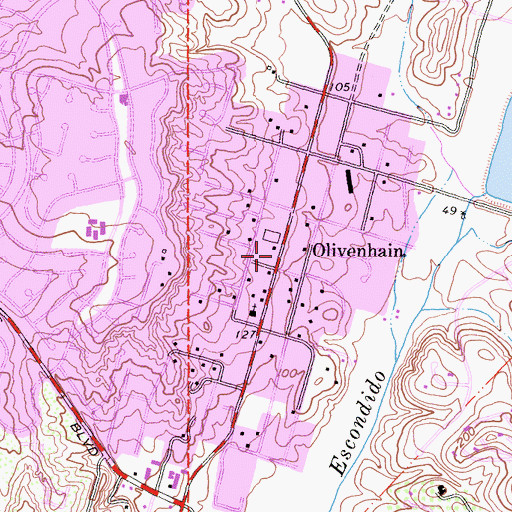 Topographic Map of Olivenhain, CA