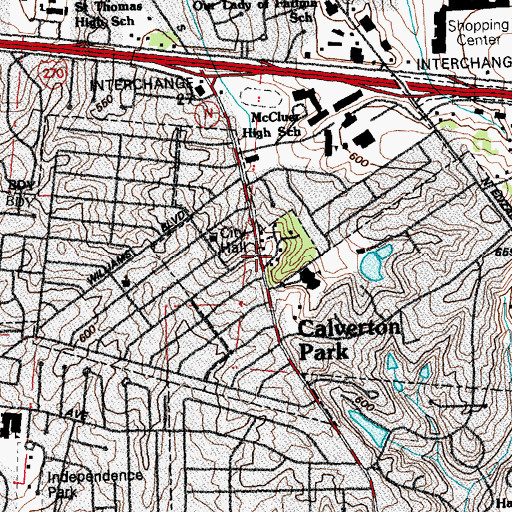 Topographic Map of Walnut Grove Elementary School, MO