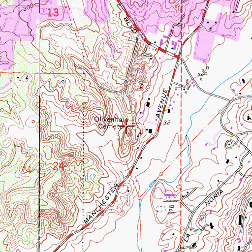 Topographic Map of Olivenhain Cemetery, CA
