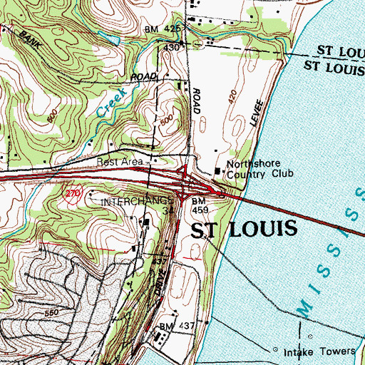 Topographic Map of Interchange 34, MO