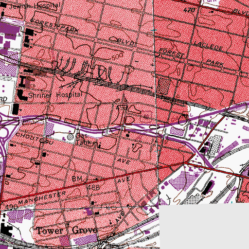 Topographic Map of Interchange 36C, MO