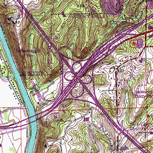 Topographic Map of Interchange 5A and 5B, MO