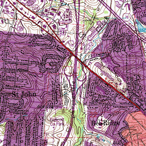 Topographic Map of Interchange 6, MO