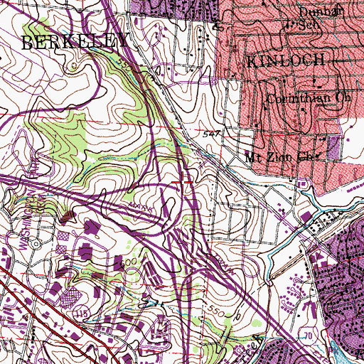 Topographic Map of Interchange 7A and 7B and 7C, MO