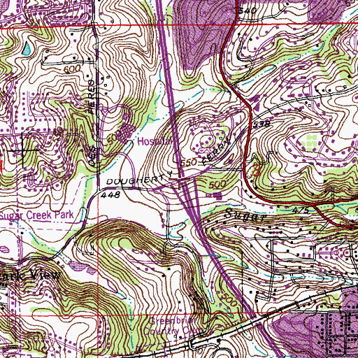 Topographic Map of Interchange 8, MO