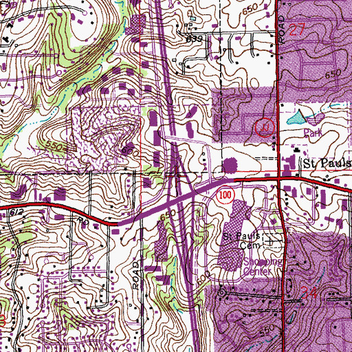 Topographic Map of Interchange 9, MO