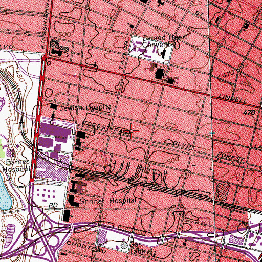 Topographic Map of BJC Health Care Center, MO