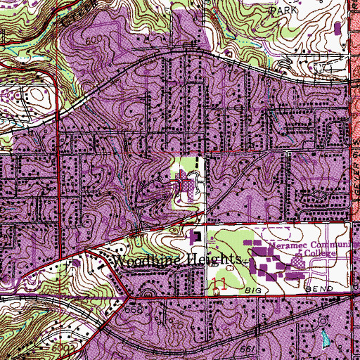 Topographic Map of Cardinal Glennon Childrens Hospital, MO